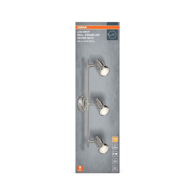 OSRAM 3-flammiger scgwenkbarer Decken Strahler aus Aluminium mit 3 warmweißen LED-Lampen