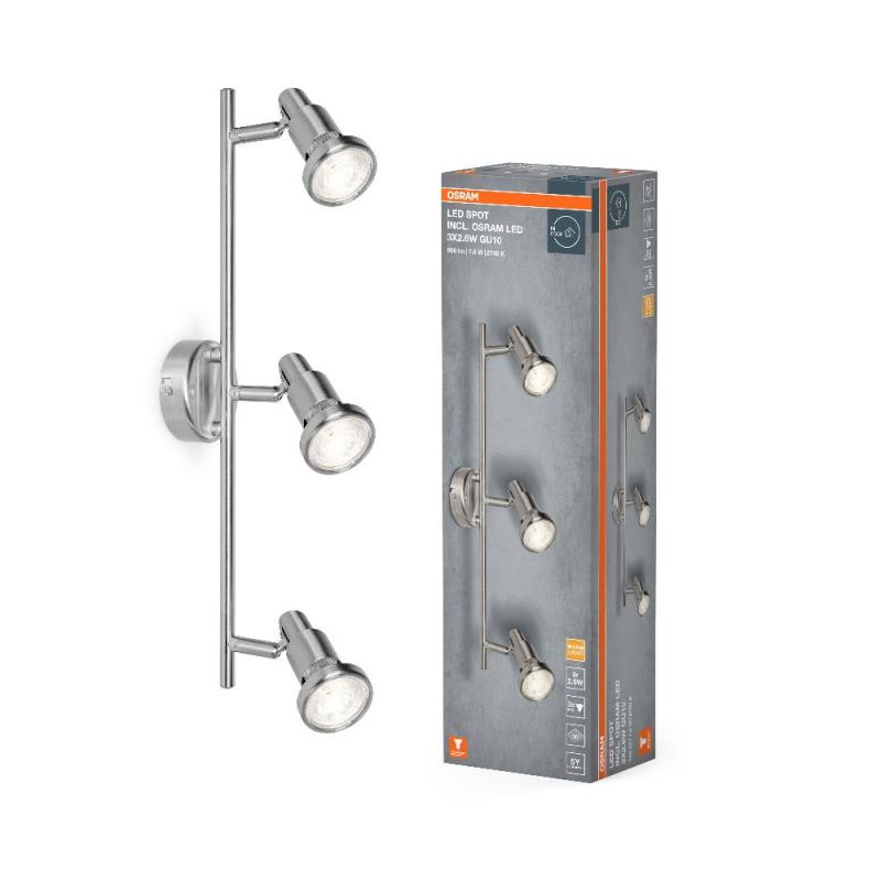 OSRAM 3-flammiger scgwenkbarer Decken Strahler aus Aluminium mit 3 warmweißen LED-Lampen