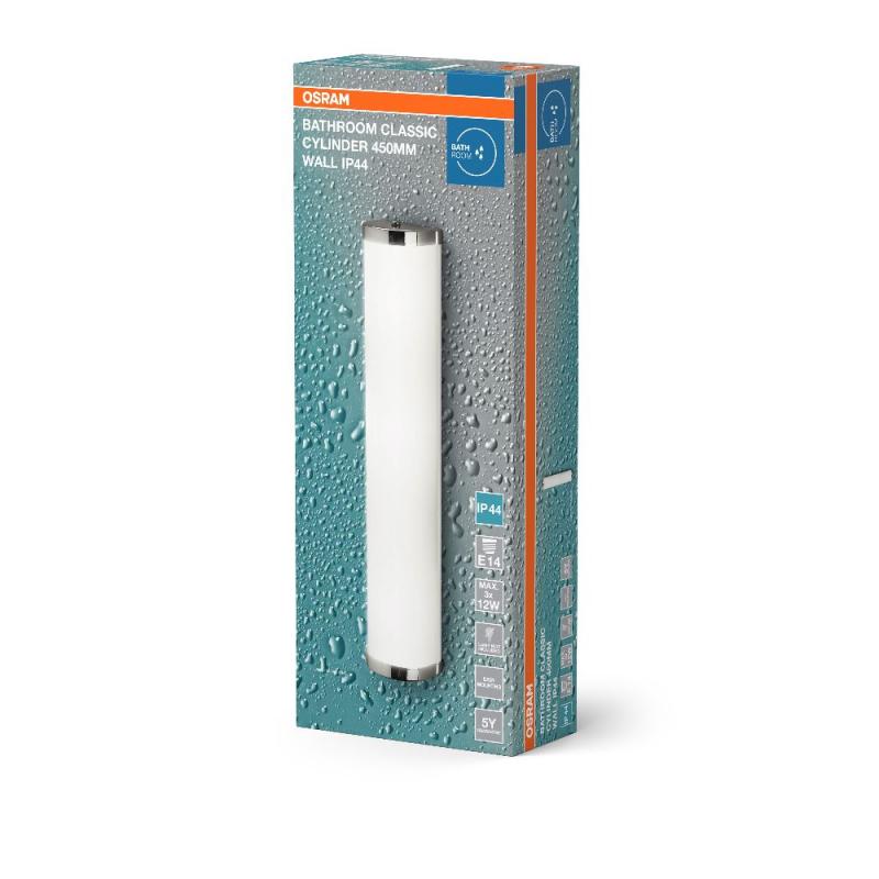 OSRAM Wandlampe & Spiegelleuchte fürs Badezimmer Classic Cylinder 45,5cm IP44 Chrom