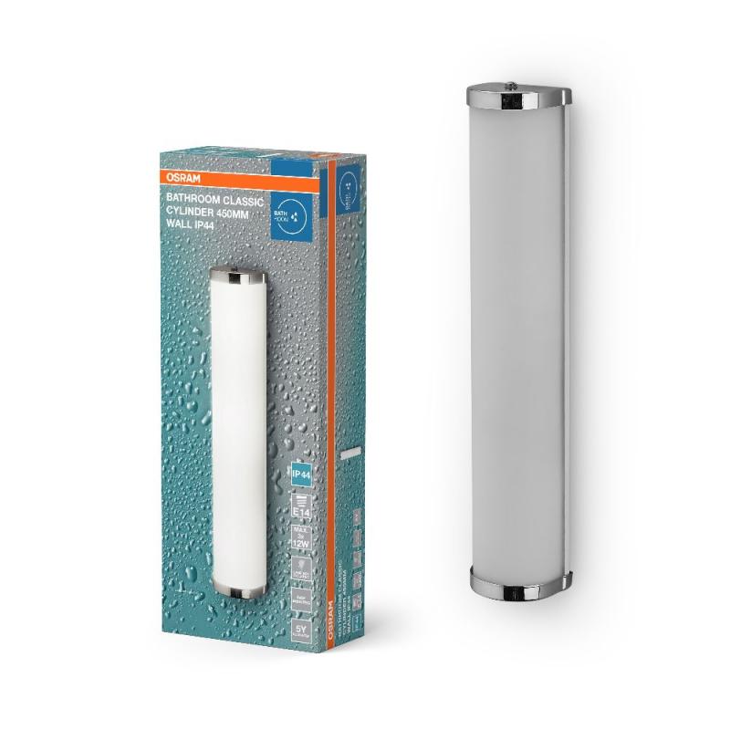 OSRAM Wandlampe & Spiegelleuchte fürs Badezimmer Classic Cylinder 45,5cm IP44 Chrom