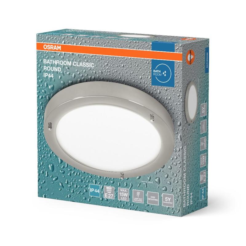OSRAM Deckenleuchte fürs Badezimmer Classic Round 31cm Chrom IP44