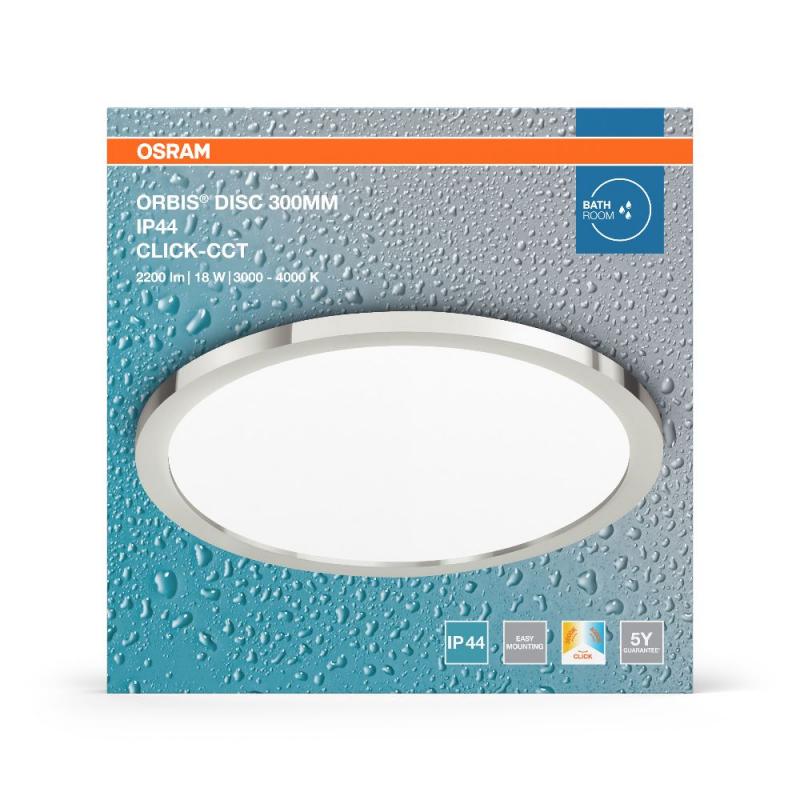 Osram LED-Deckenleuchte auch fürs Badezimmer Chrome 30cm 18W tunable White IP44