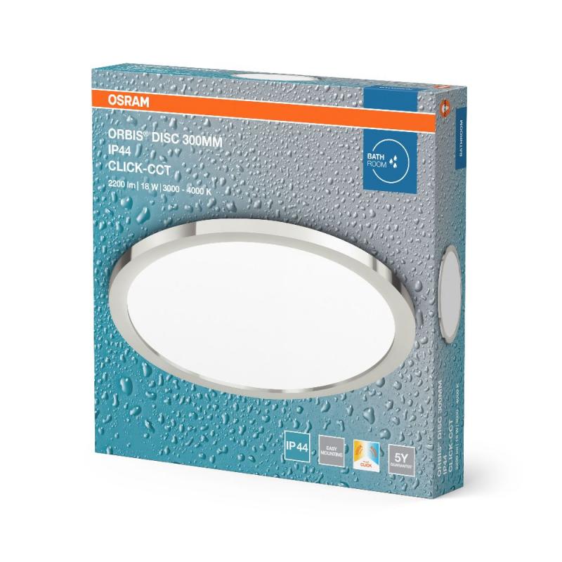 Osram LED-Deckenleuchte auch fürs Badezimmer Chrome 30cm 18W tunable White IP44