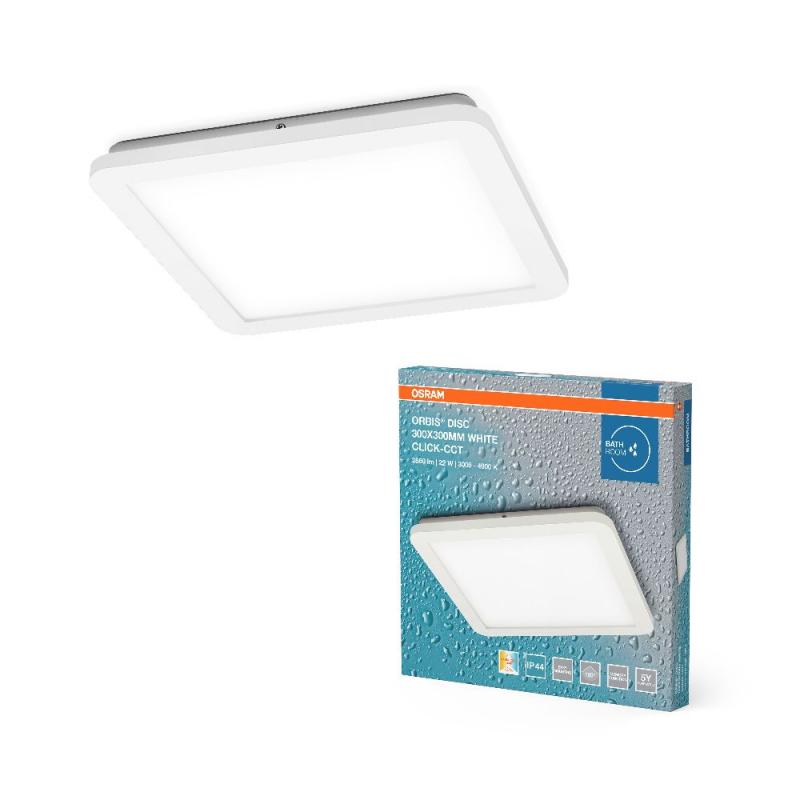 OSRAM Bad LED Decken- und Wandleuchte Orbis Disc 30X30CM 22W Click CCT IP44 Weiß mit umschaltbarer Farbtemperatur