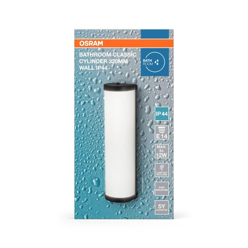 Klassische OSRAM Spiegelleuchte fürs Badezimmer Classic Cylinder 32cm IP44