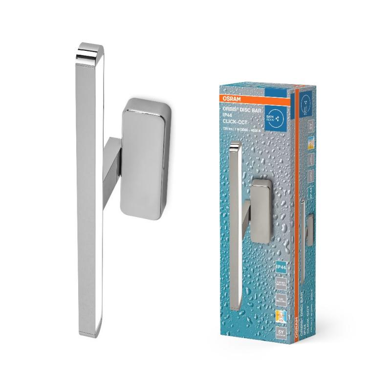 Osram LED-Spiegelleuchte fürs Badezimmer Chrom 40cm 7W IP44 Lichtfarbe per Klick von warmweiß auf kaltweiß änderbar