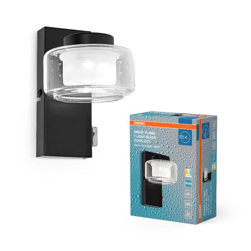 OSRAM Orbis Flame 5.5W Click CCT IP44 Wandlampe & Spiegelleuchte auch fürs Badezimmer - mit umschaltbarer Farbtemperatur