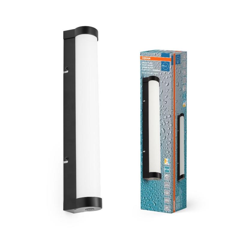OSRAM Obris Tube Frost Glass Wandlampe & Spiegelleuchte Schwarz fürs Badezimmer Click CCT Dimmbar 40cm IP44 Chrom - mit umschaltbarer Farbtemperatur