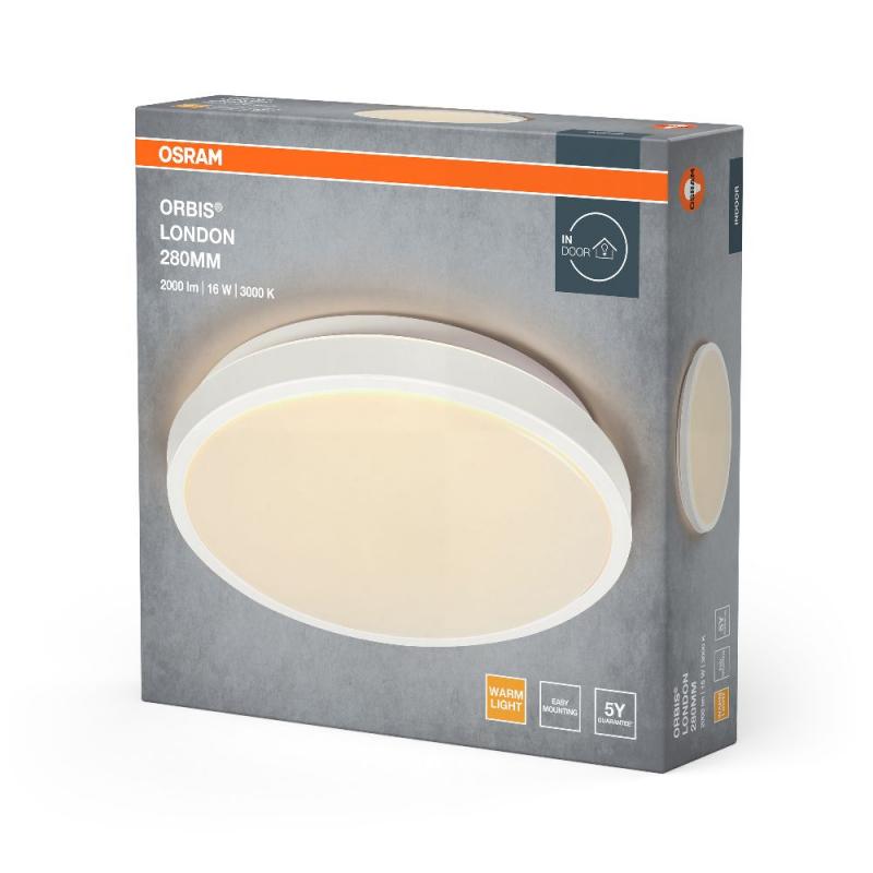Osram Deckenleuchte Orbis London Weiß 28cm - warmweiße Lichtfarbe, sehr homogene Lichtverteilung, lange Lebensdauer