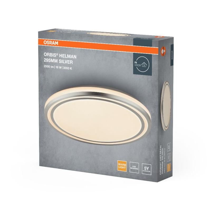 OSRAM Orbis Helman Deckenleuchte 30cm 16W 295MM Silber warmweißes Licht