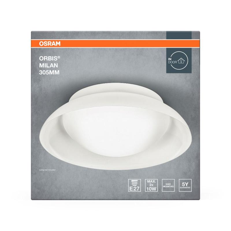 OSRAM Deckenleuchte Orbis Milan Weiß aus Stahl und Glas