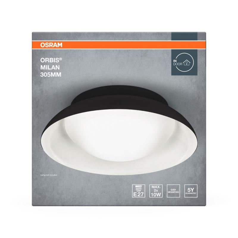 OSRAM Deckenleuchte Orbis Milan schwarz aus Stahl und Glas