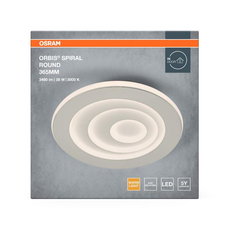 Osram LED-Deckenleuchte Orbis Spiral Loop Round 365mm 38W weiß Warmweißes Licht - direktes & indirektes Licht, sehr homogene Lichtverteilung