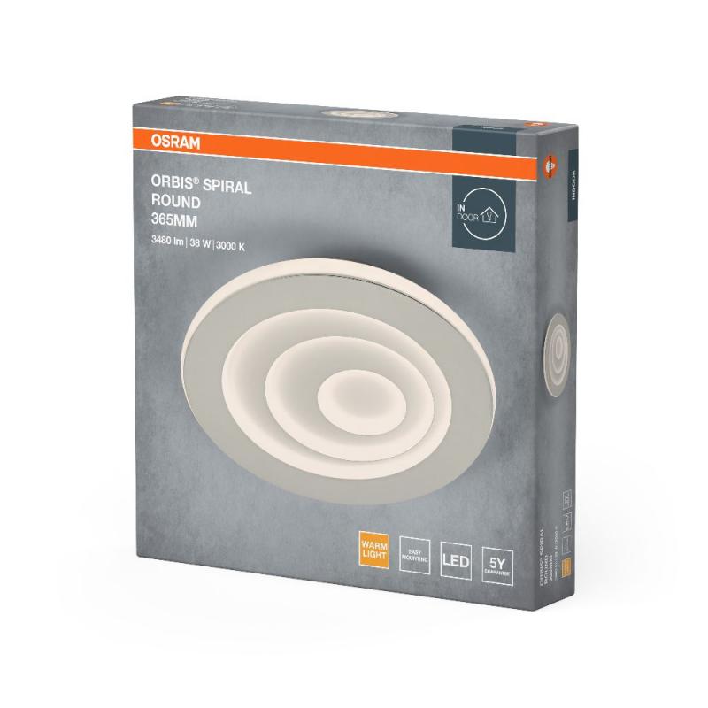 Osram LED-Deckenleuchte Orbis Spiral Loop Round 365mm 38W weiß Warmweißes Licht - direktes & indirektes Licht, sehr homogene Lichtverteilung