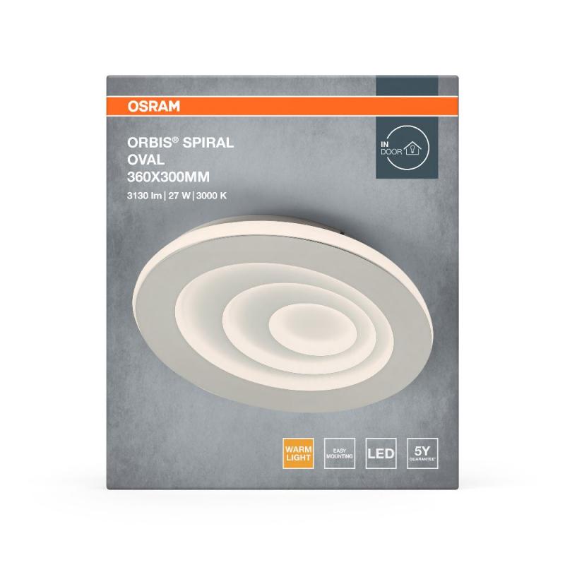 Osram LED-Deckenleuchte Orbis Spiral Loop Round 360mm 27W weiß Warmweißes Licht - direktes & indirektes Licht, sehr homogene Lichtverteilung