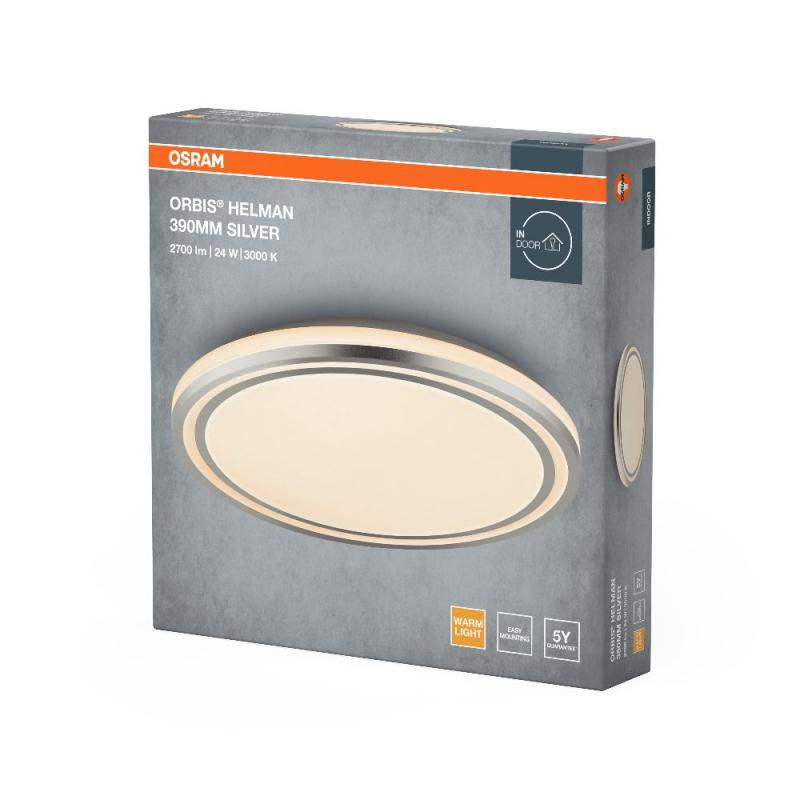 OSRAM Orbis Helman Deckenleuchte 24W 390MM Silber warmweißes Licht