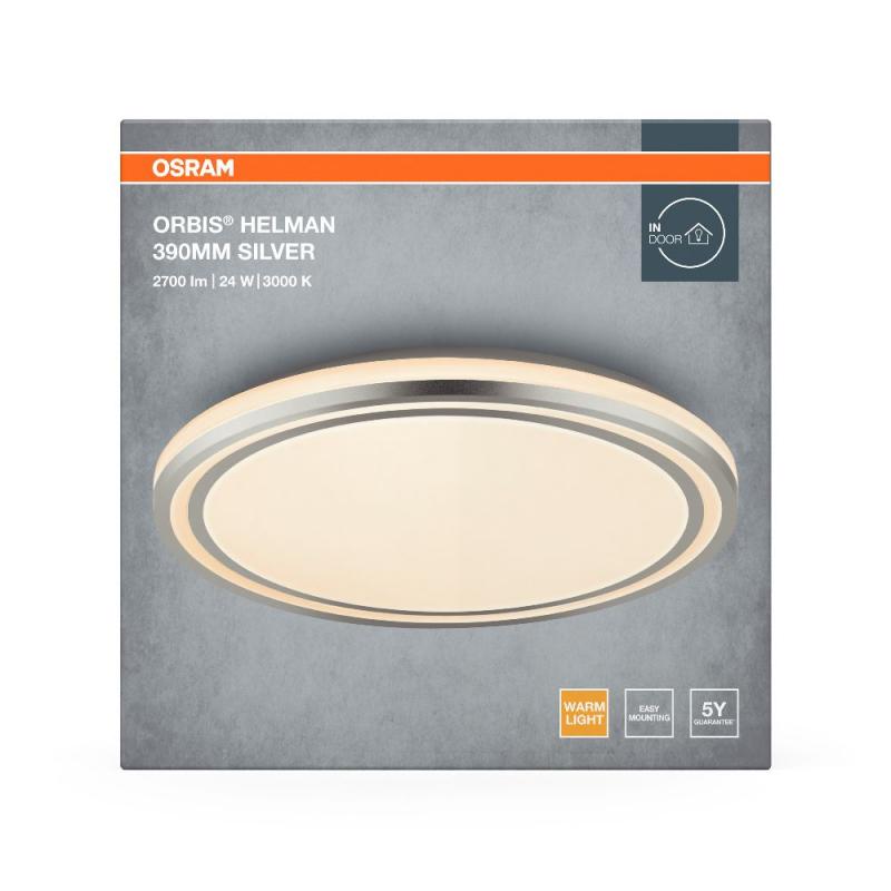 OSRAM Orbis Helman Deckenleuchte 24W 390MM Silber warmweißes Licht