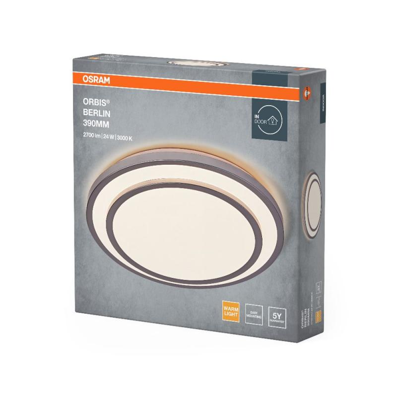 OSRAM Deckenleuchte Orbis Berlin 39cm mit silbernen Plastik-Ringen