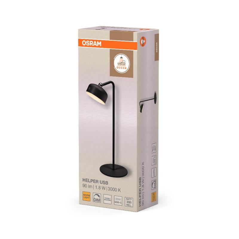 OSRAM  Decor Helper Gadget 830 USB - LED-Leuchte mit USB-Akku, 3000 K, Touch-DIM, magnetischer Wandhalterung, als Tischleuchte, Klemmleuchte oder Nachtlicht flexibel einsetzbar