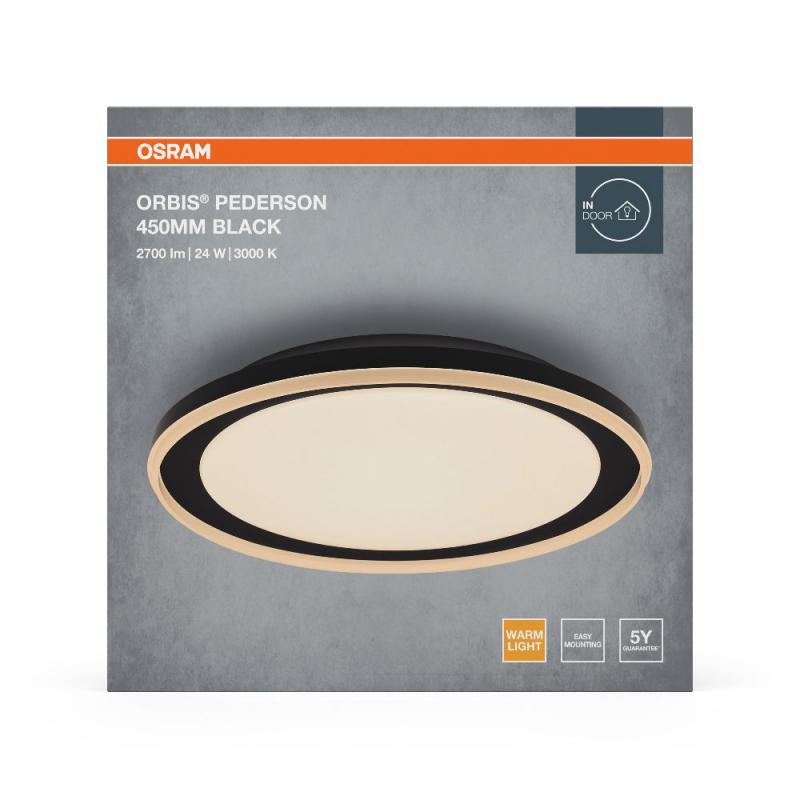 OSRAM Orbis Pederson Deckenleuchte 24W 450MM Schwarz mit warmweißem Licht