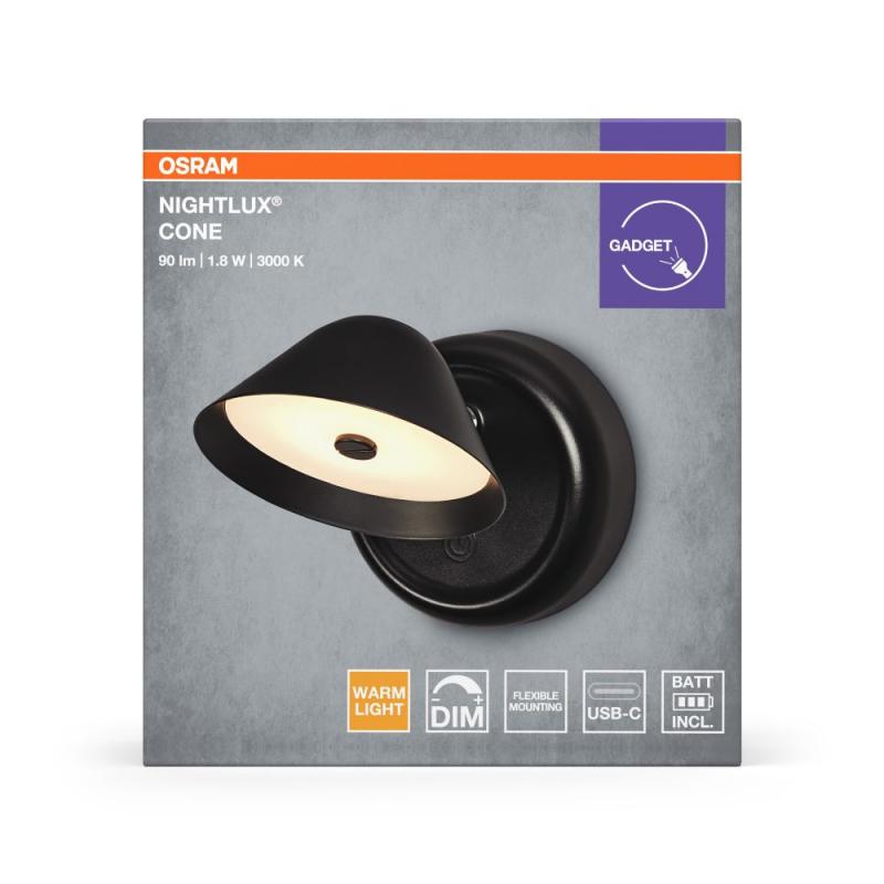 Osram Nightlux LED-Leuchte mit USB-Akku und Magnetplatte, als Nachtlicht oder Orientierungsleuchte  - dimmbar per Touch