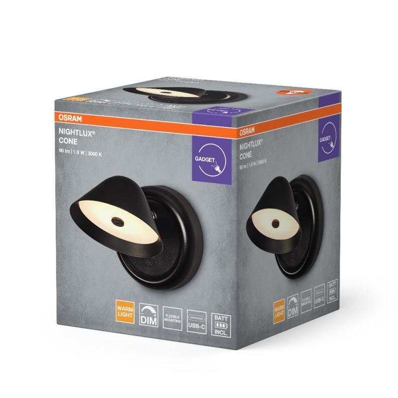 Osram Nightlux LED-Leuchte mit USB-Akku und Magnetplatte, als Nachtlicht oder Orientierungsleuchte  - dimmbar per Touch