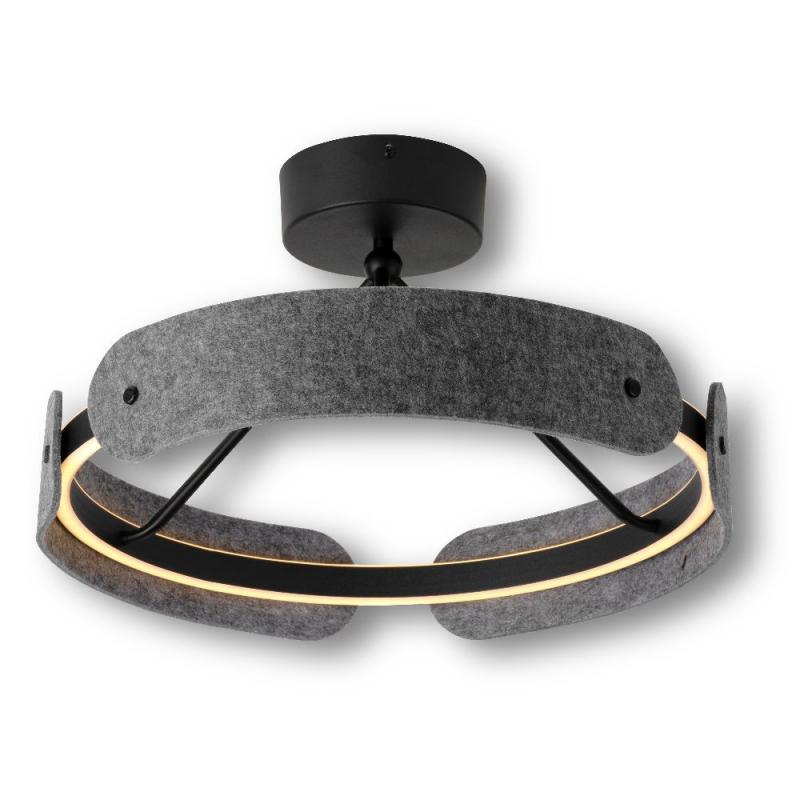 Osram Deckenleuchte Decor Curve Felt in Dunkelgrau mit warmweißem Licht Ø 43 cm - Auffällige Leuchte aus Filz