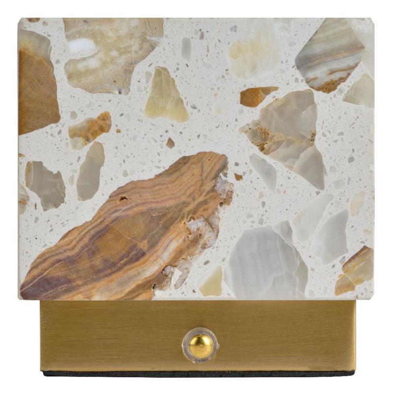 Osram Akku Tischleuchte Decor Gleam aus Terrazzo Stein dimmbar und mit veränerbarer Farbtemperatur (CCT) Beige