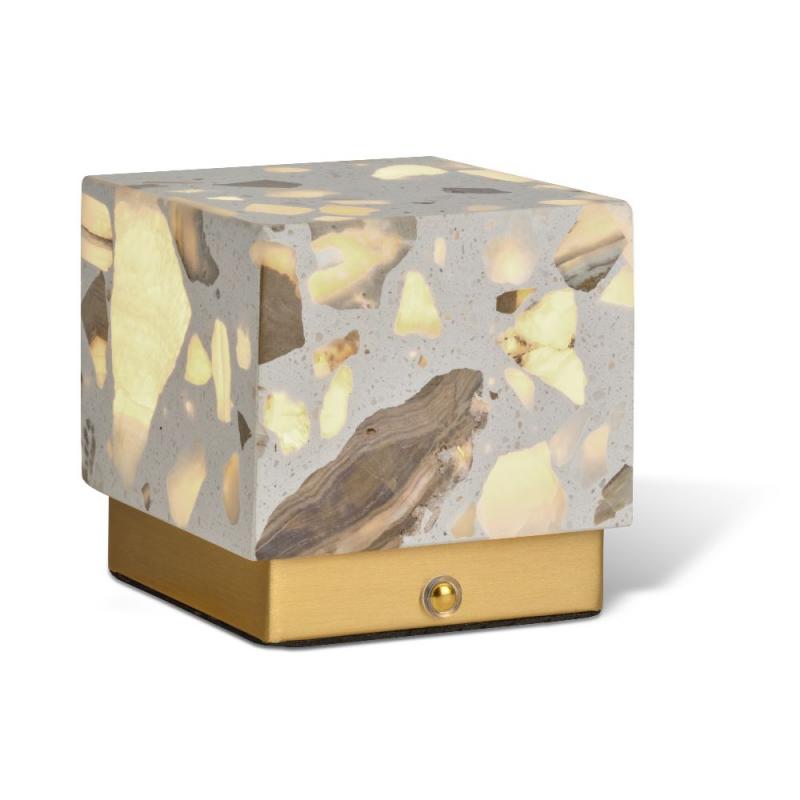 Osram Akku Tischleuchte Decor Gleam aus Terrazzo Stein dimmbar und mit veränerbarer Farbtemperatur (CCT) Beige