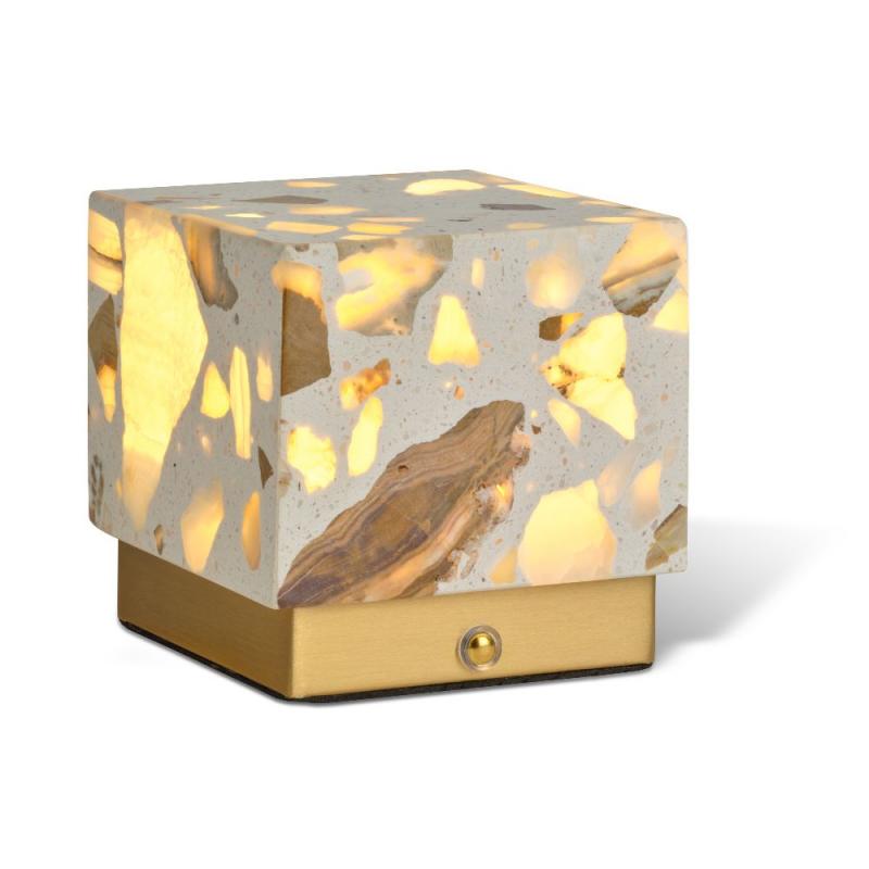 Osram Akku Tischleuchte Decor Gleam aus Terrazzo Stein dimmbar und mit veränerbarer Farbtemperatur (CCT) Beige