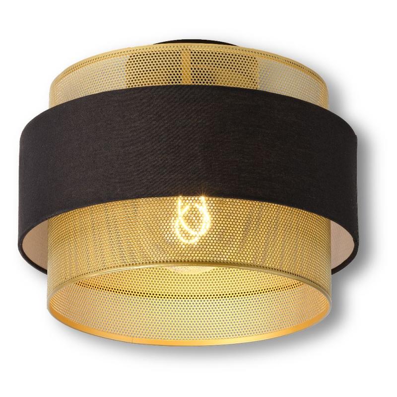 Osram Deckenleuchte Decor Hornet in Schwarz / Gold mit E27 Fassung Ø 30 cm - gelungene Symbiose aus Stahl und Polyester-Baumwolle