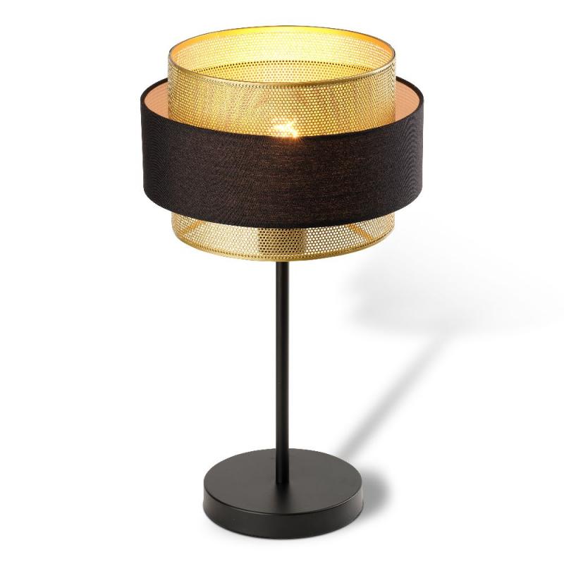 Osram Tischleuchte Decor Hornet in Schwarz / Gold mit E27 Fassung Ø 25 cm - gelungene Symbiose aus Stahl und Polyester-Baumwolle