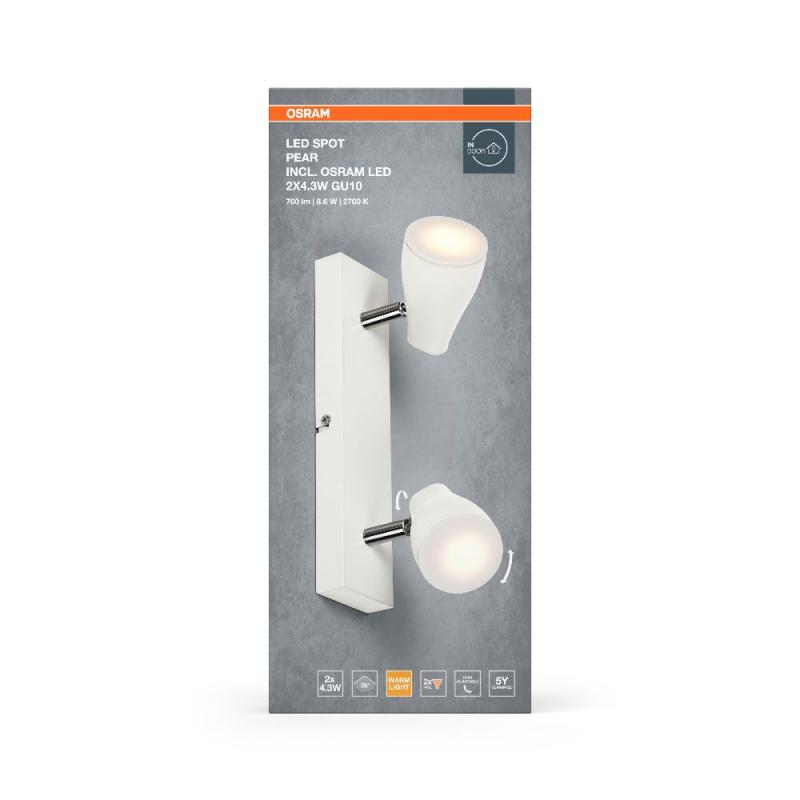 OSRAM LED Spot Pear 2er Wand- und Decken Strahler Weiß