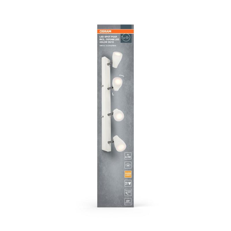 OSRAM LED Spot Pear 4er Wand- und Decken Strahler Weiß
