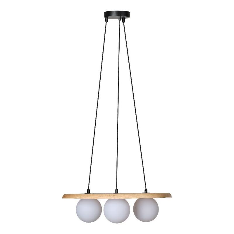 OSRAM Pendelleuchte Decor Wood Nest aus Kautschukholz mit 3 x G9 Fassung hellbaraun - mit matten Glaskugeln