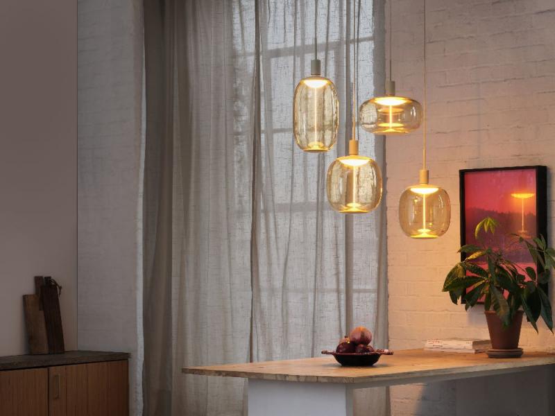 OSRAM Decor Pendant Needle Linear Beige aus Stahl - Pendelleuchte mit 4 x E27 Fassung ohne Leuchtmittel