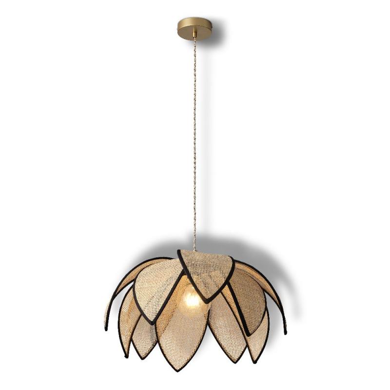 OSRAM Imposante Pendelleuchte Decor Rattan Lotus aus Rattan|Stahl mit E27 Fassung beige - Ø 48 cm