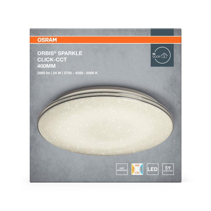 OSRAM Helle Orbis Sparkle LED Wand- & Deckenleuchte dimmbar ø45cm warmweißes bis kaltweißes Licht - mit Click-CCT steuerbare Lichtfarbe