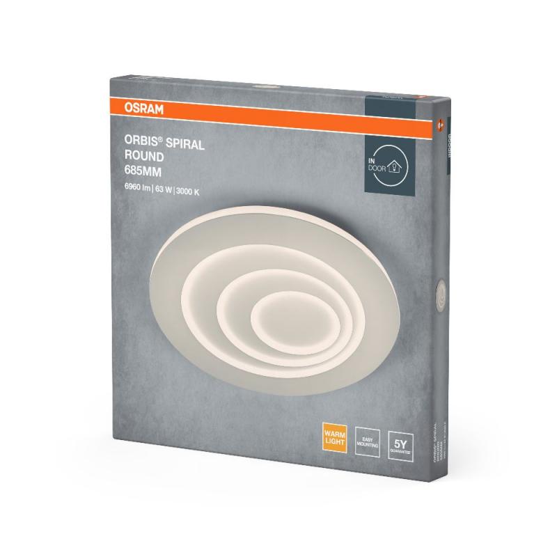 Osram LED-Deckenleuchte Orbis Spiral Loop Round 685mm 63W weiß Warmweißes Licht - direktes & indirektes Licht, sehr homogene Lichtverteilung