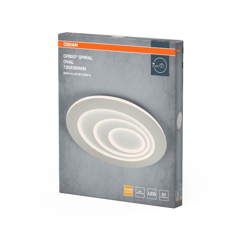 Osram LED-Deckenleuchte Orbis Spiral Oval 720mm 63W weiß Warmweißes Licht - direktes & indirektes Licht, sehr homogene Lichtverteilung