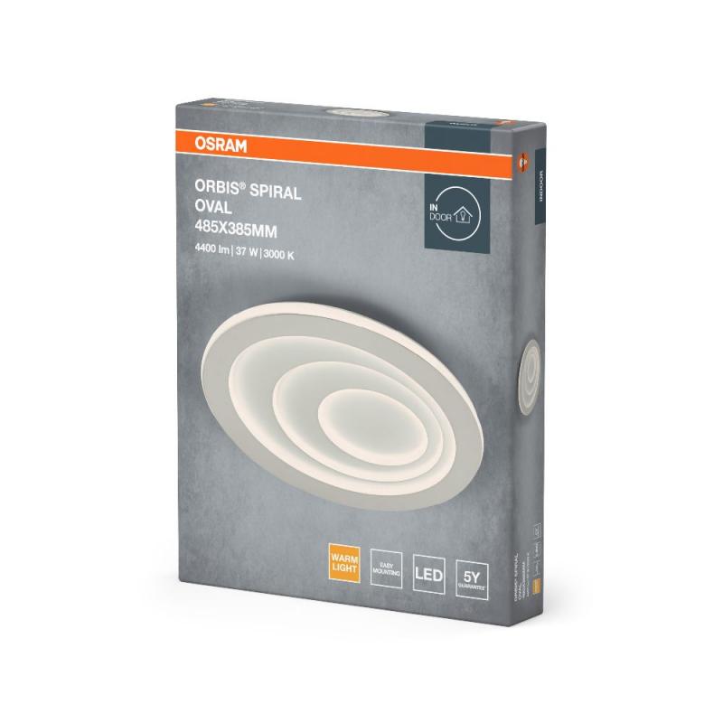 Osram LED-Deckenleuchte Orbis Spiral Oval 485mm 37W weiß Warmweißes Licht - direktes & indirektes Licht, sehr homogene Lichtverteilung
