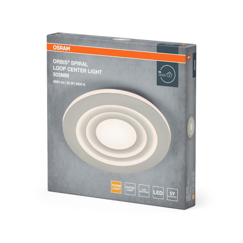 Osram LED-Deckenleuchte Orbis Spiral Loop Round 505mm 42W weiß Warmweißes Licht - direktes & indirektes Licht, sehr homogene Lichtverteilung