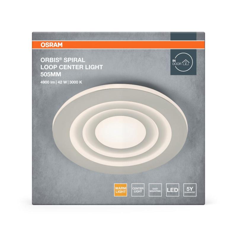 Osram LED-Deckenleuchte Orbis Spiral Loop Round 505mm 42W weiß Warmweißes Licht - direktes & indirektes Licht, sehr homogene Lichtverteilung