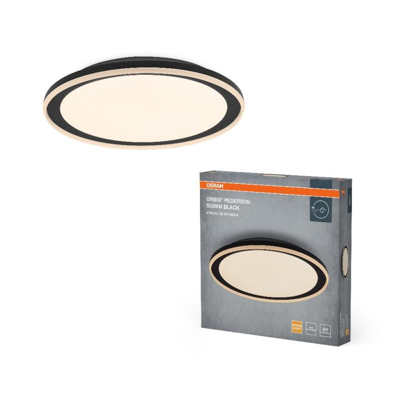 OSRAM Orbis Pederson Deckenleuchte 24W 550MM Schwarz mit warmweißem Licht