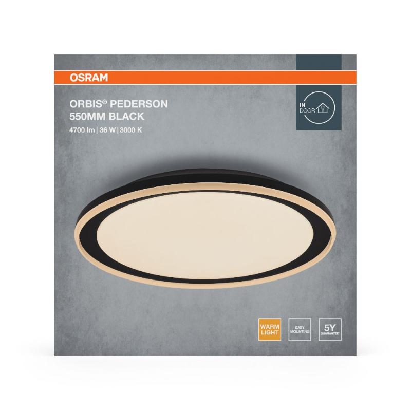 OSRAM Orbis Pederson Deckenleuchte 24W 550MM Schwarz mit warmweißem Licht