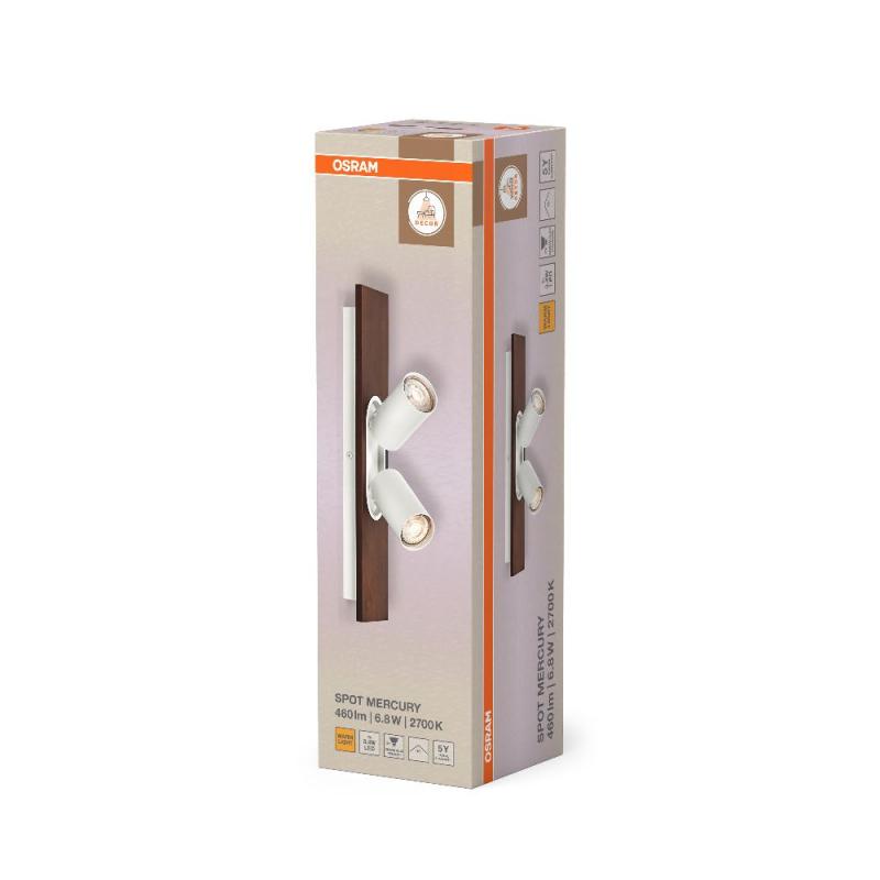 OSRAM Nachhaltiger 2er LED Decor Spot Mercury Wand- und Decken Strahler Weiß mit hoher Farbwiedergabe