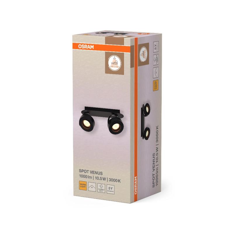 OSRAM LED Decor Spot Venus 2er Wand- und Decken Strahler Schwarz schwenkbar