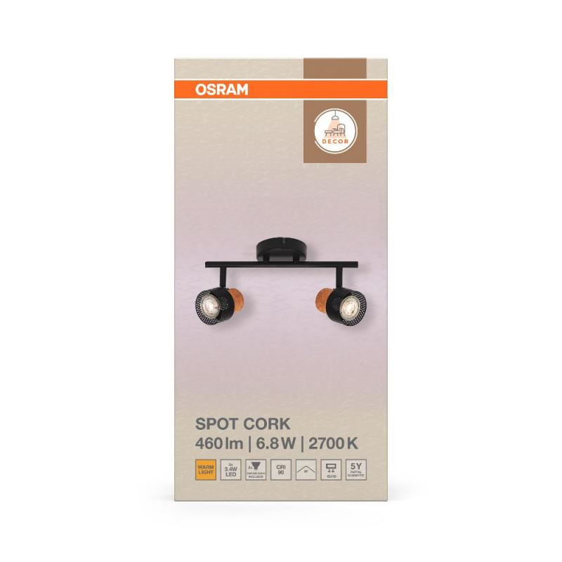 OSRAM Nachhaltiger LED Spot Cork 2er Wand- und Decken Strahler Schwarz