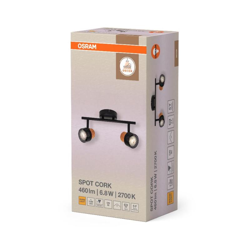 OSRAM Nachhaltiger LED Spot Cork 2er Wand- und Decken Strahler Schwarz