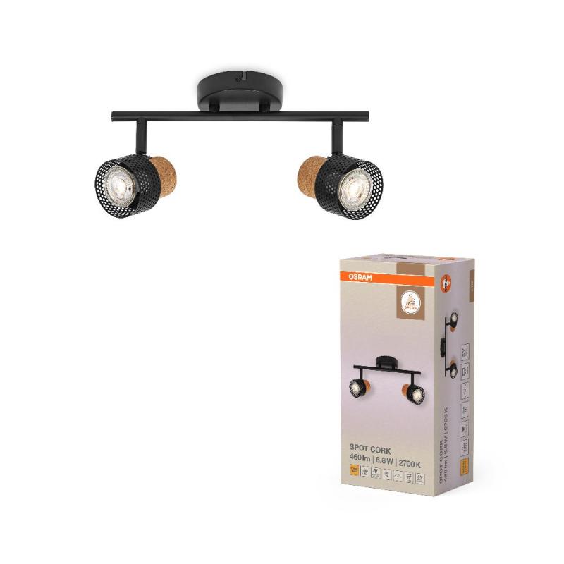 OSRAM Nachhaltiger LED Spot Cork 2er Wand- und Decken Strahler Schwarz